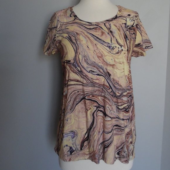 Mason Scotch & Soda Arctique T-Shirt Marble 100% Cotton Tee Abstract Print Top M - Picture 2 of 7